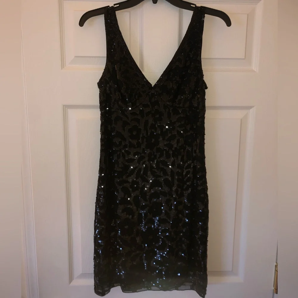 Sequin Mini Dress cocktail beaded v neck sleeveless party sexy prom wedding - Picture 1 of 15